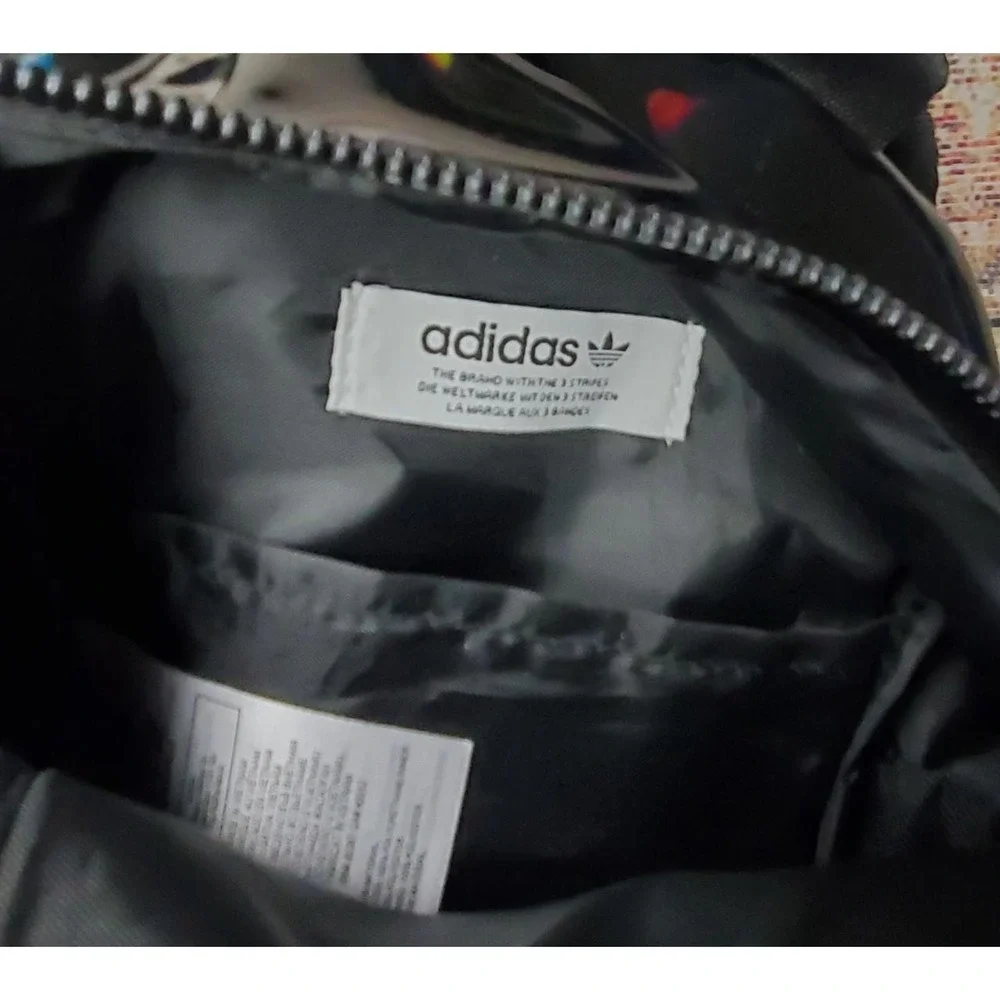 Adidas Originals Mini Backpack Iridescent Black Holographic 3 Stripes Trefoil - Picture 4 of 4